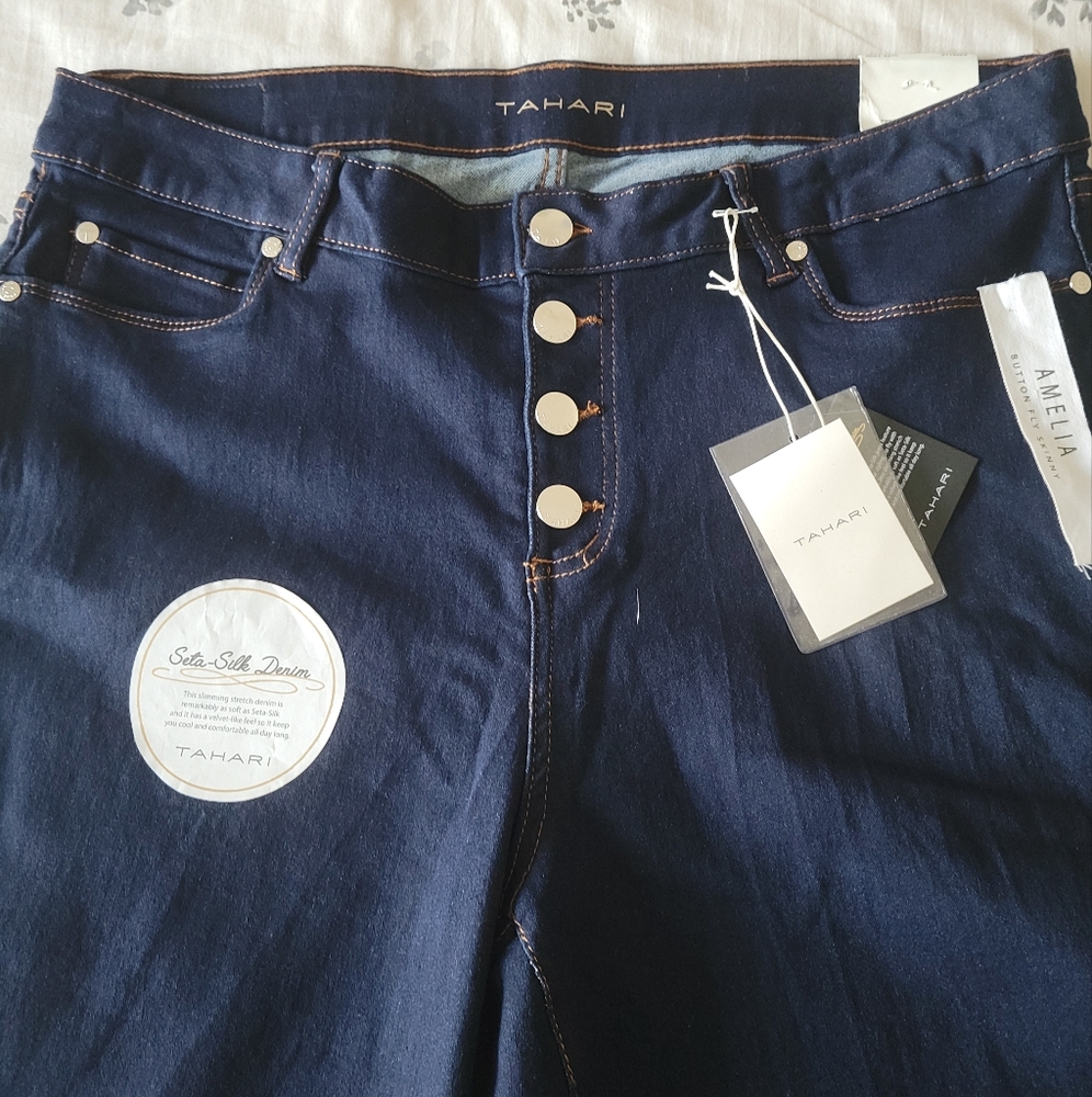 Tahari Seta-Silk Denim Jeans NWT